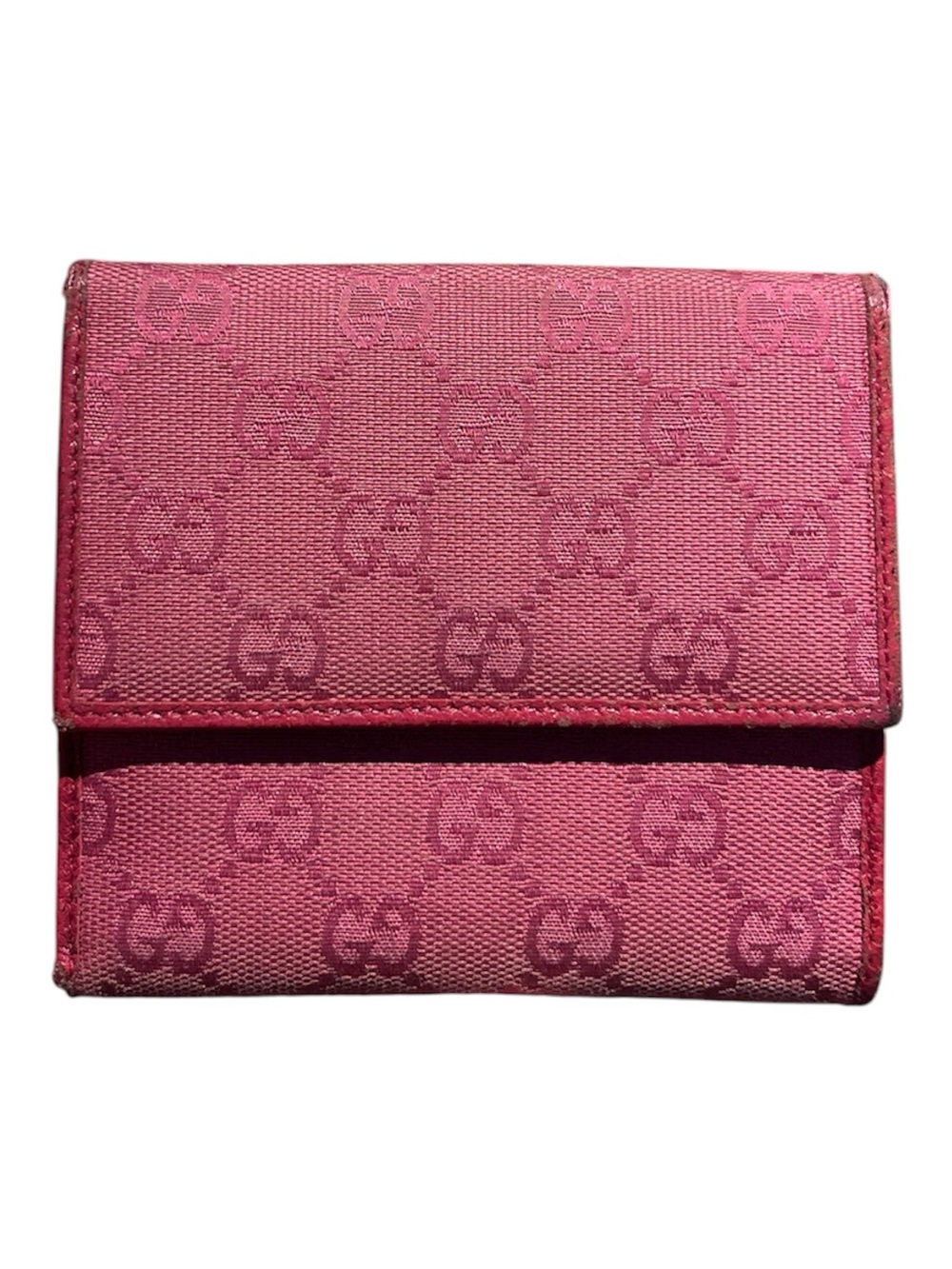 Gucci Vintage GG Canvas Horsebit Ring Trifold Wallet Burgundy Red - Picture 2 of 11